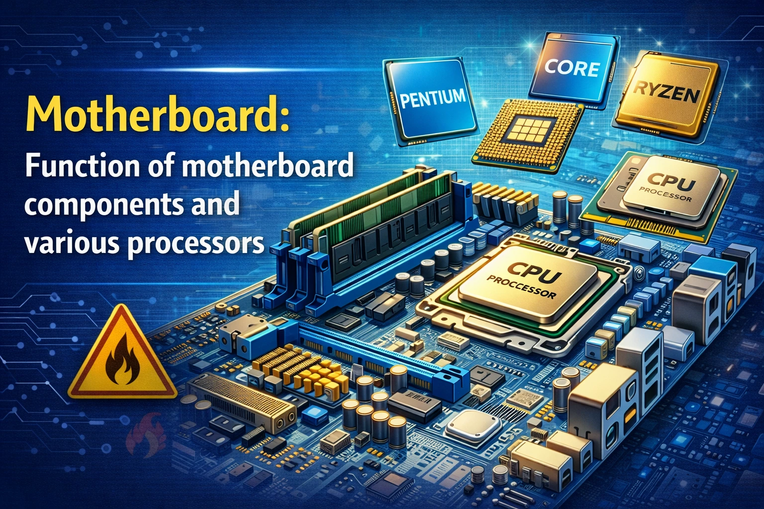 Motherboard Function of motherboard components and various processors